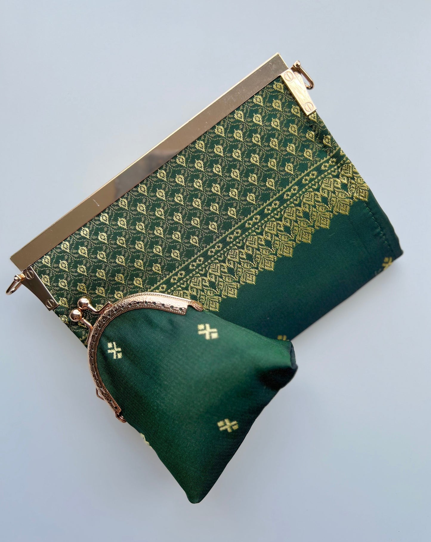Purse/Clutch+Coin Pouch || Green or Maroon