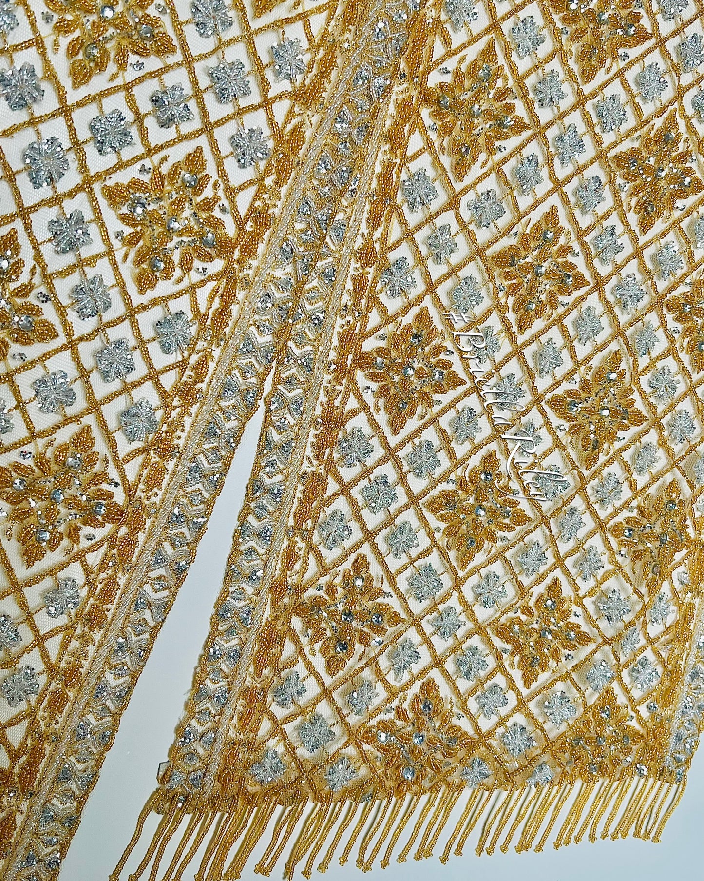 Gold + White Beaded Sash