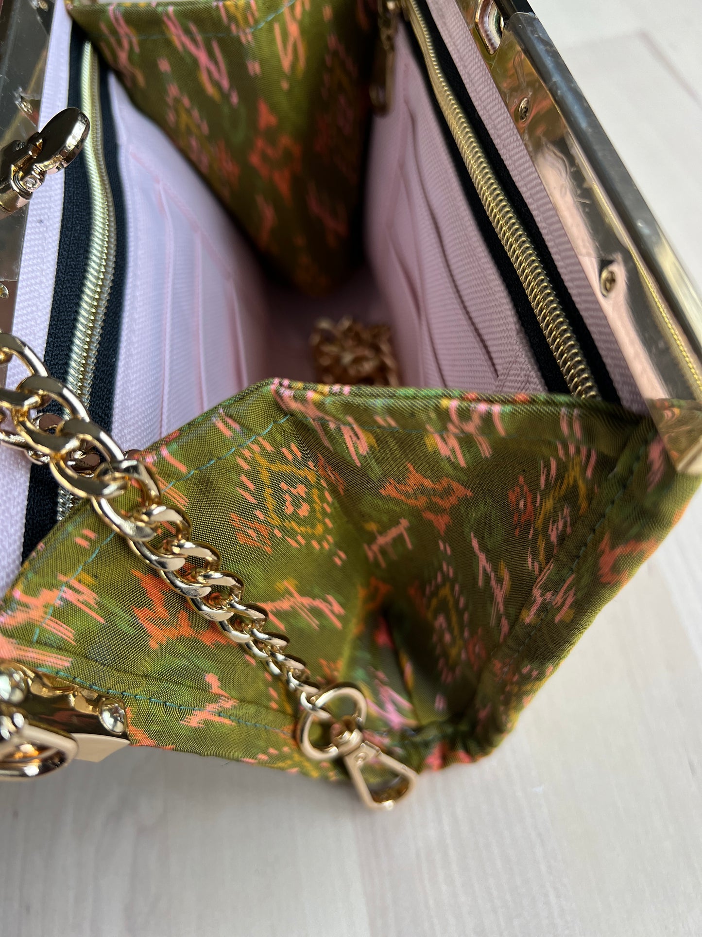 Purse/Clutch || Olive Peach Houl (Khmer Silk)