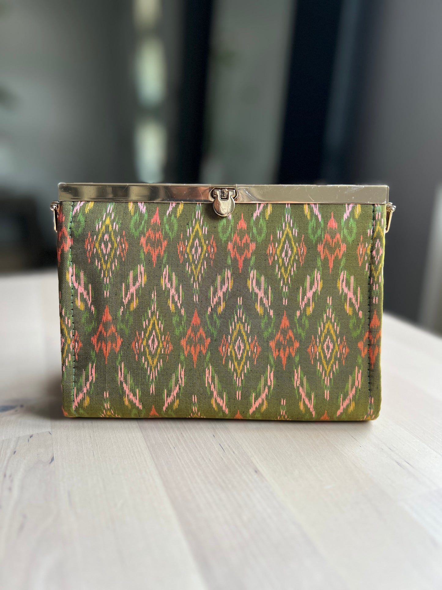Purse/Clutch || Olive Peach Houl (Khmer Silk)