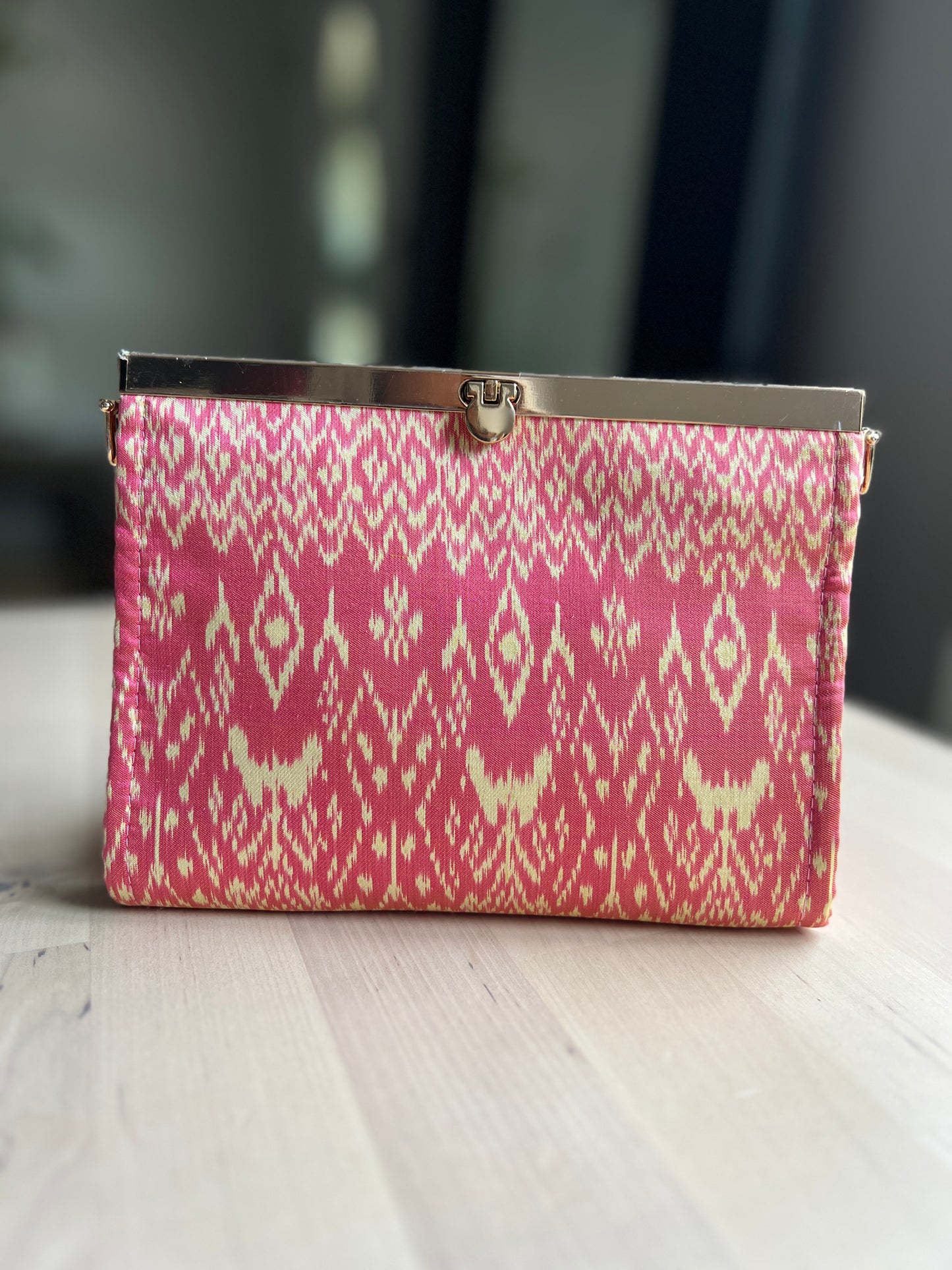 Purse/Clutch || Soft Pink Houl (Khmer Silk)