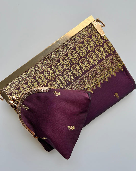 Purse/Clutch+Coin Pouch || Maroon