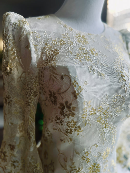 She is Fierce Lace Blouse Flared Cuff Sleeves