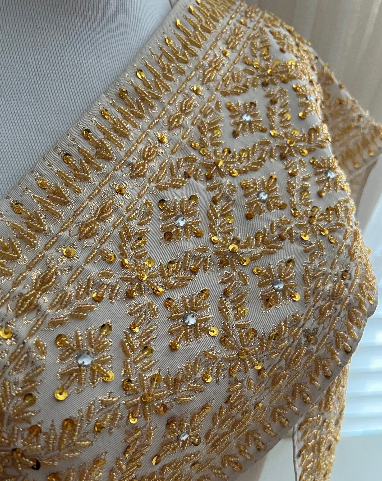 White & Gold Beaded Sash