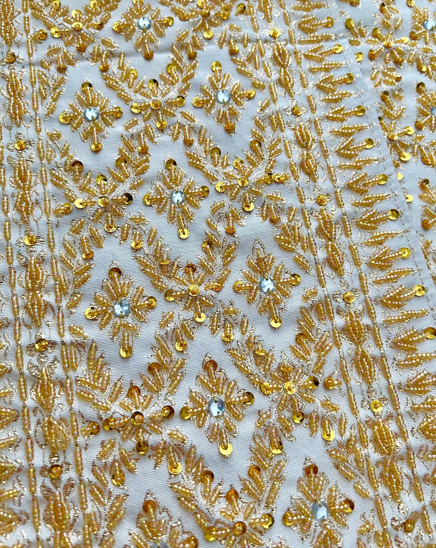White & Gold Beaded Sash