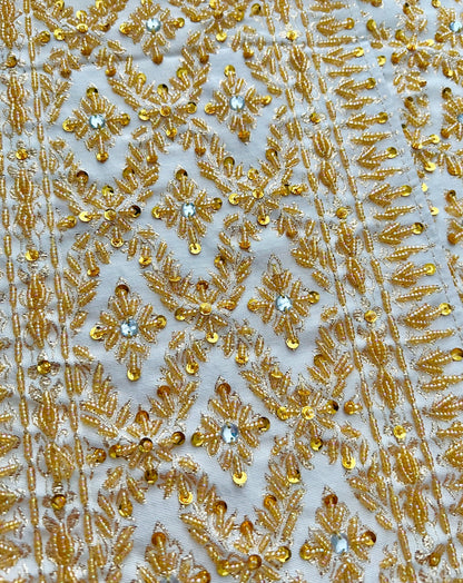 White & Gold Beaded Sash
